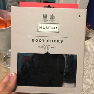 SOLD —All black fleece hunter socks